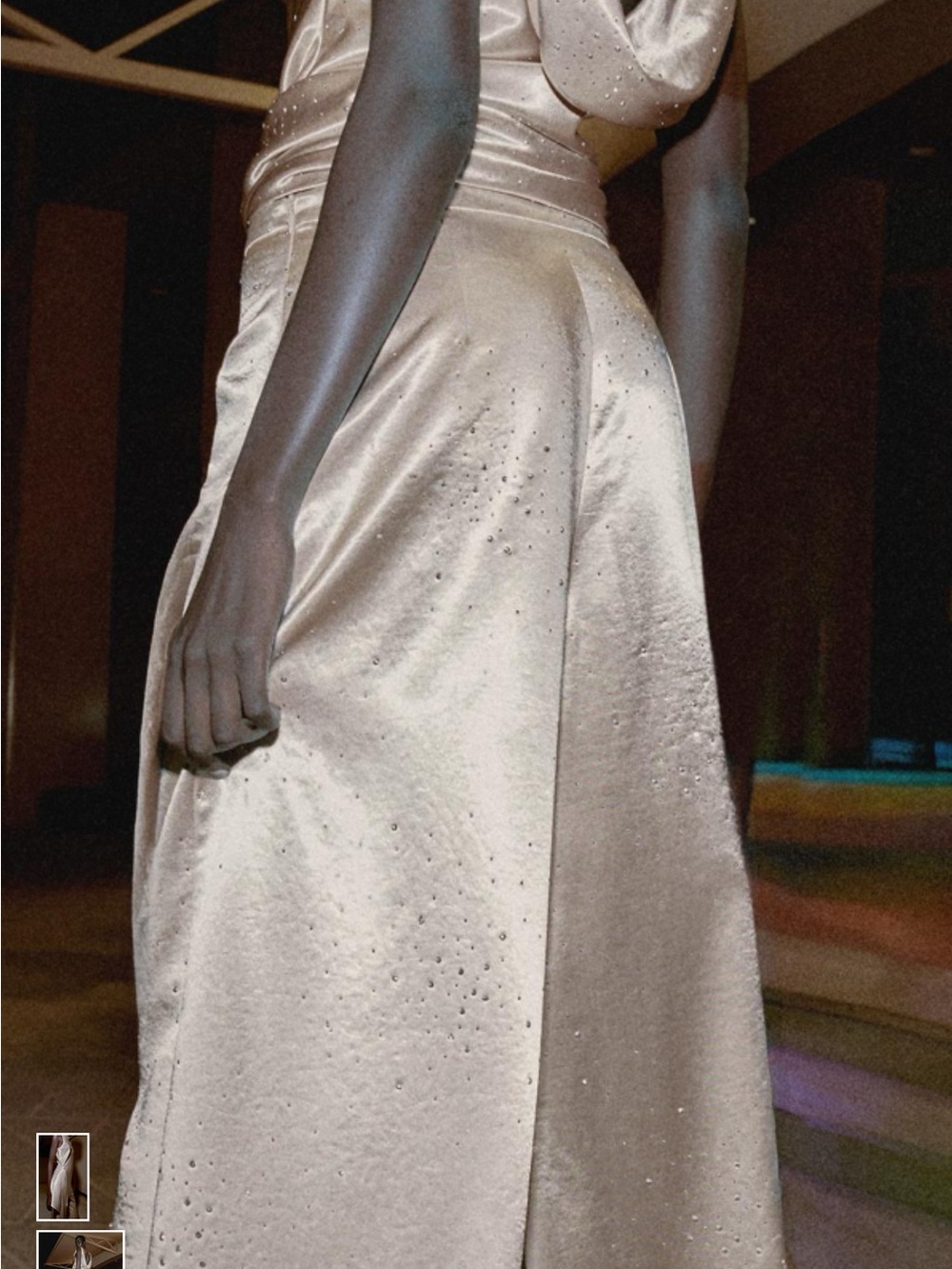 Zara Champagne Satin Maxi Skirt with Subtle Embellishment